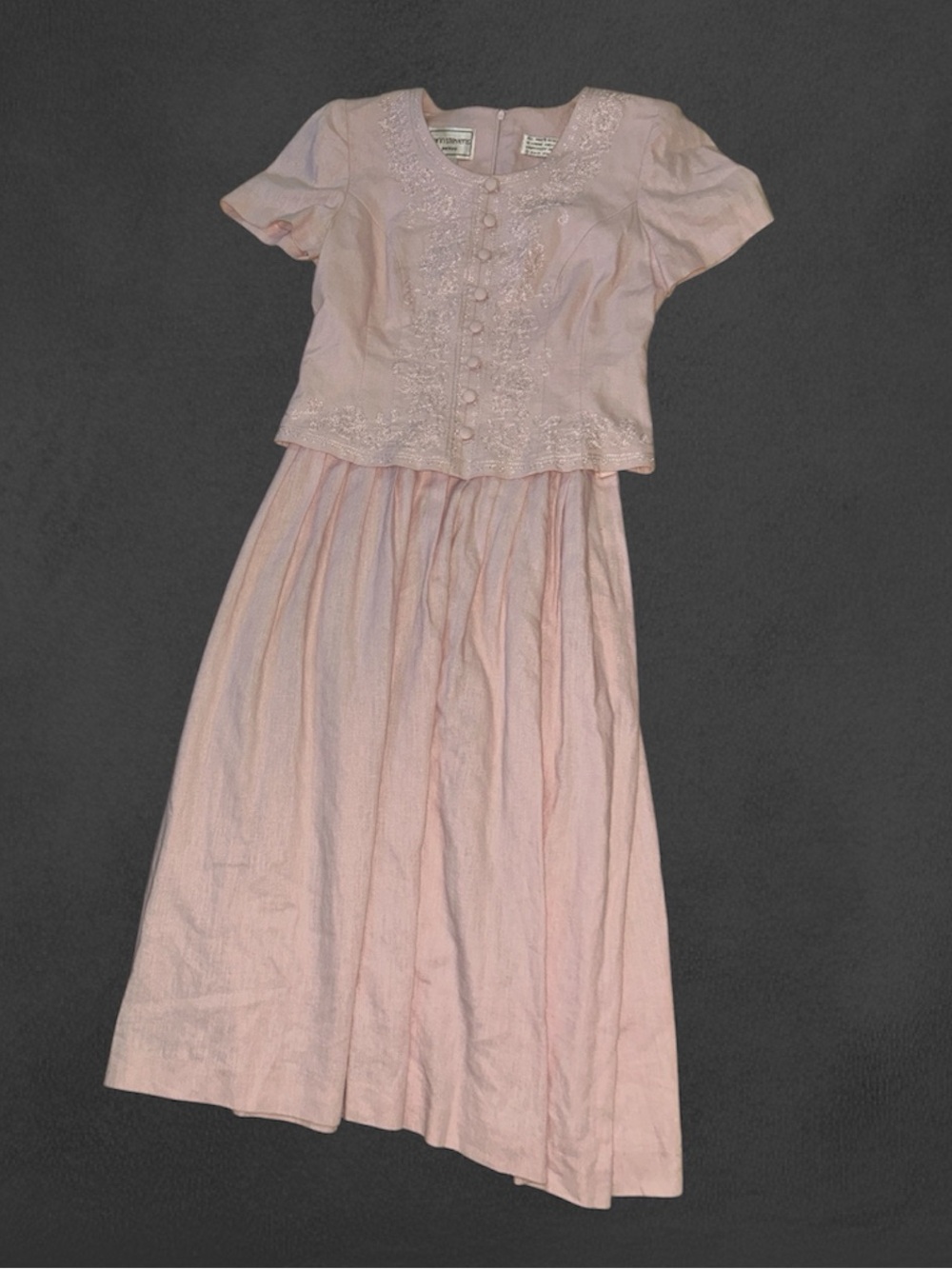 Vintage Karin Stevens embroidered tea dress